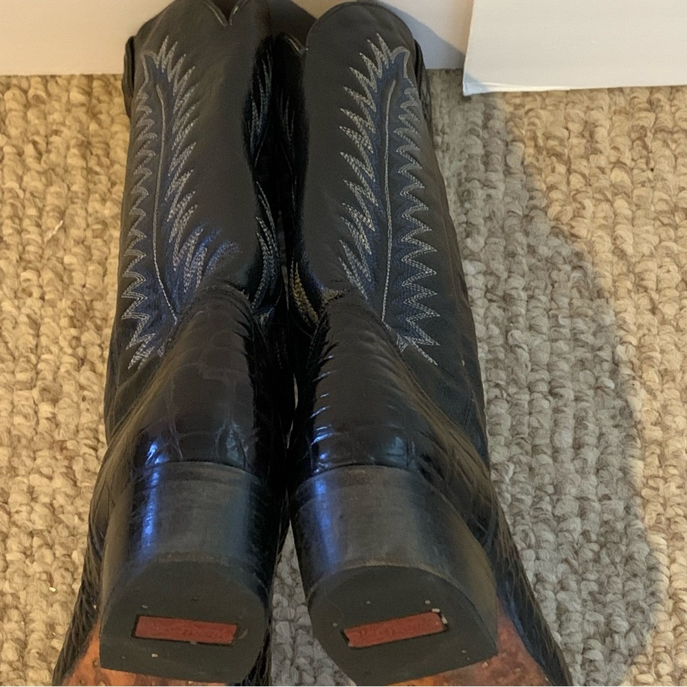 Men's Black Leather Cowboy Boots by Rio Grande, Size 12 - Picture 5 of 11